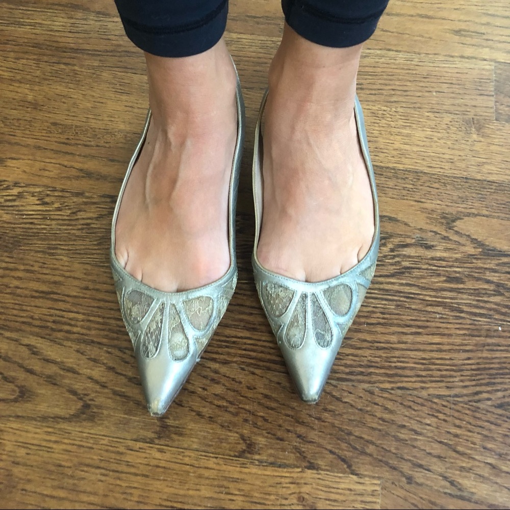 SOLD Gold Christian Louboutin flats 37